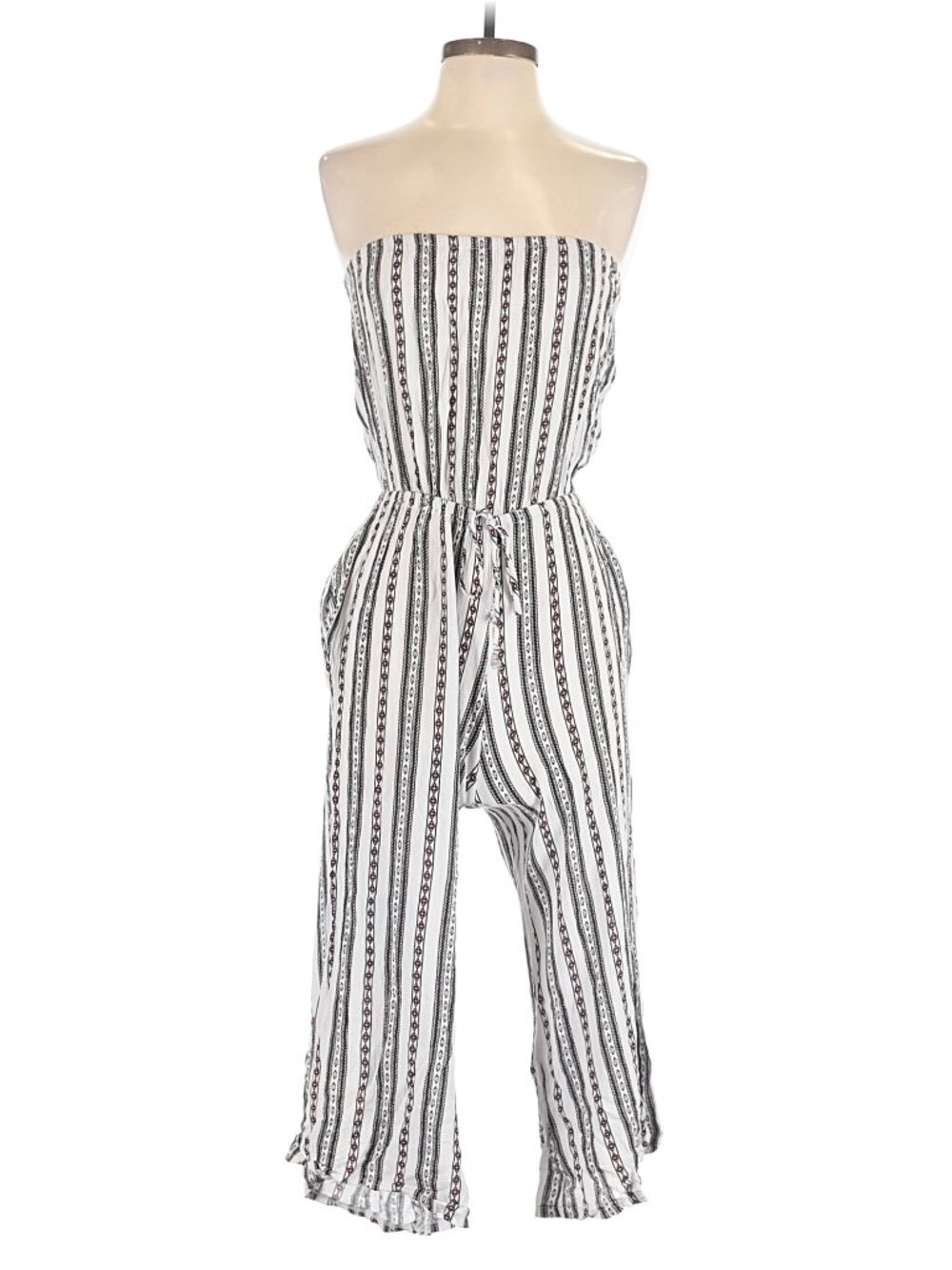 Elan Black Boho Print Strapless Jumpsuit